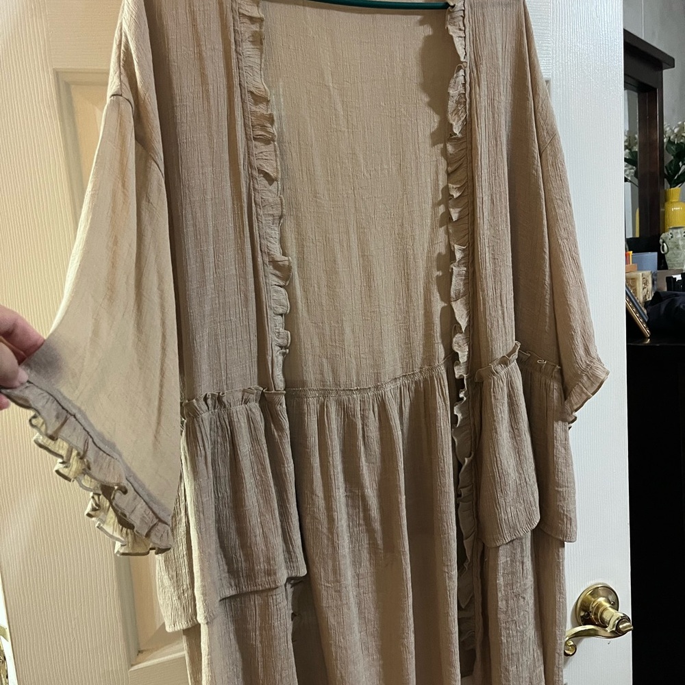 Easel Tan Ruffle Cardigan - Picture 5 of 6